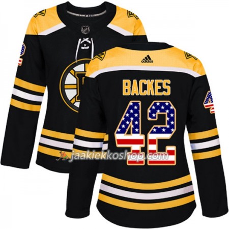 Nainen NHL Boston Bruins Pelipaita David Backes 42 Adidas 2017-2018 Musta USA Flag Fashion Authentic